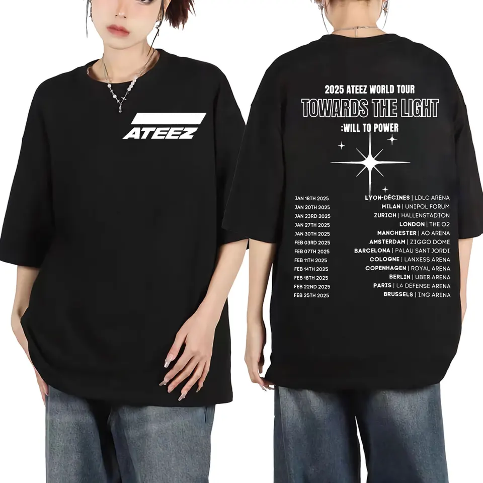 Ateez World Tour 2025 Grafické tričko Men ženy Harajuku KPOP Tričt