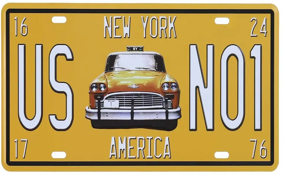 Atobart New York America US NO1, kovová plechová značka, Automatická poznávacia značka Roplicená značka Garáž domáca bar stena dekor 6x12 palca