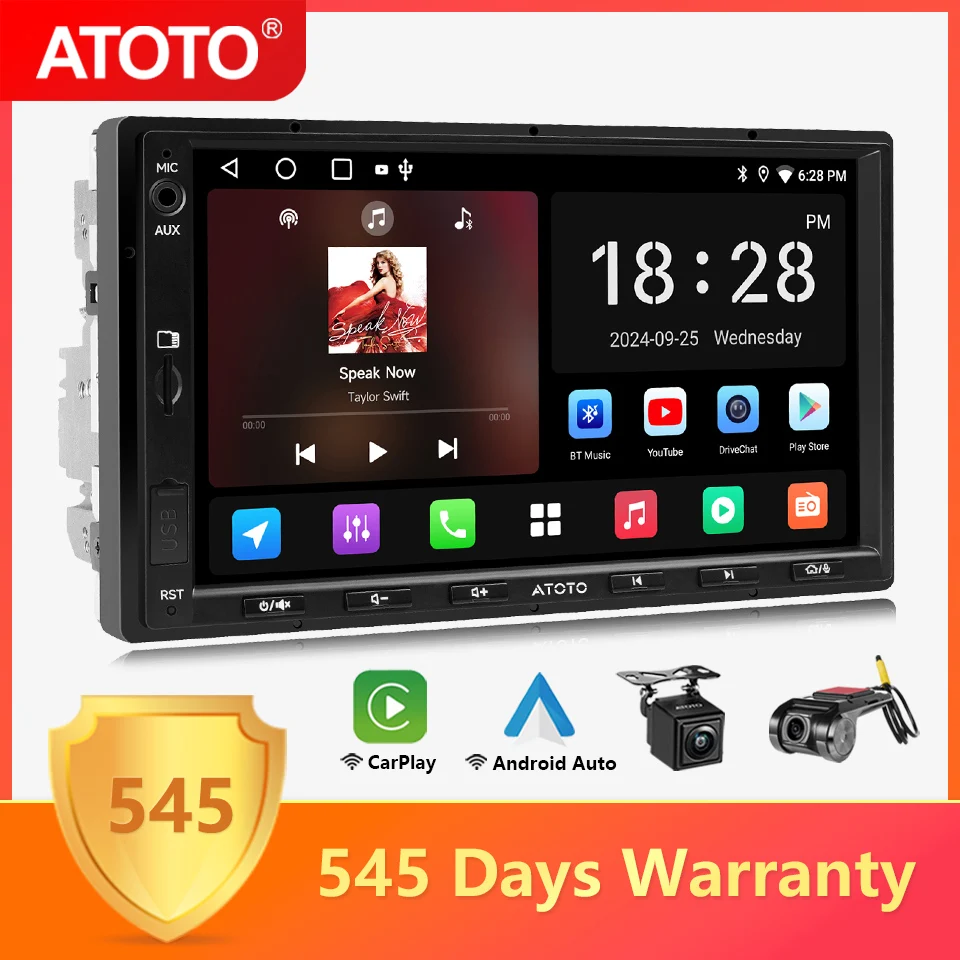 Atoto A5L Android Double 2 Din Car Stereo 7 -palcový automobilový multimediálny prehrávač Rádio s obrazovkou Bluetooth Android Auto CarPlay
