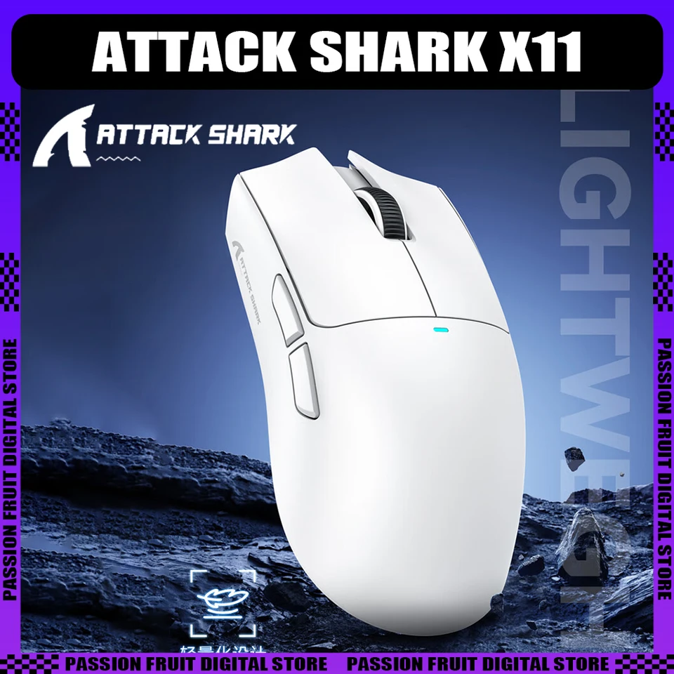Attack Shark X11Wireless myš Paw3311 22000DPI Tri Mode nabíjačka základňa ľahké esporty herná myš RGB PC PC Gamer Accessories