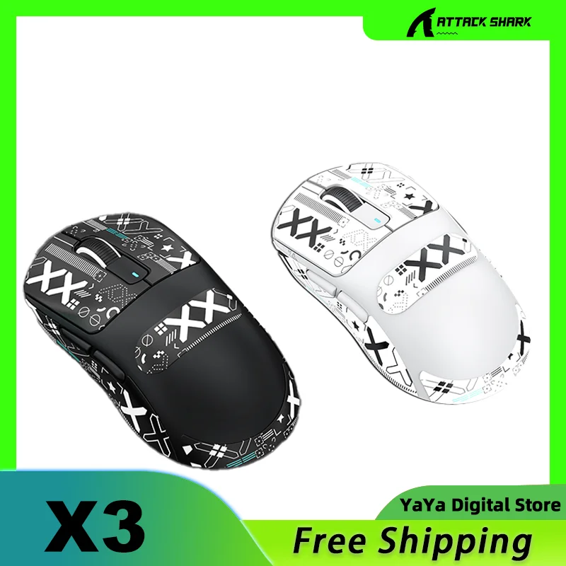 Attack Shark X3/X6 Wireless Mouse 3- Mode Bluetooth Paw3395 Senzor nízka latencia Gaming Mouse Lightweight Ergonomic PC Accessories