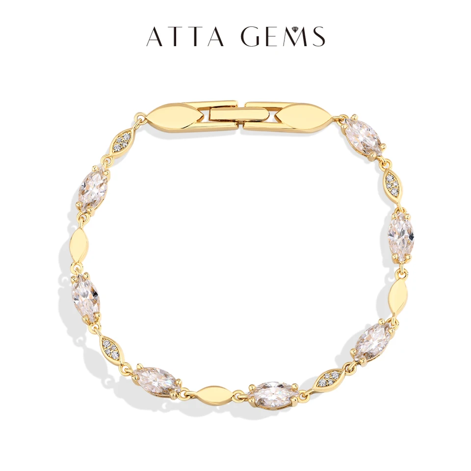 Attagems marquise Round Cut Moissanite tenisové náramok