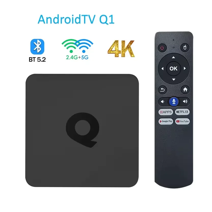 ATV Q1 H313 Quad Core Android TV Box 11 Dual WiFi 8 GB/16 GB 2,4G/5G BT5.2 Player médiá IPTV Set Top Box