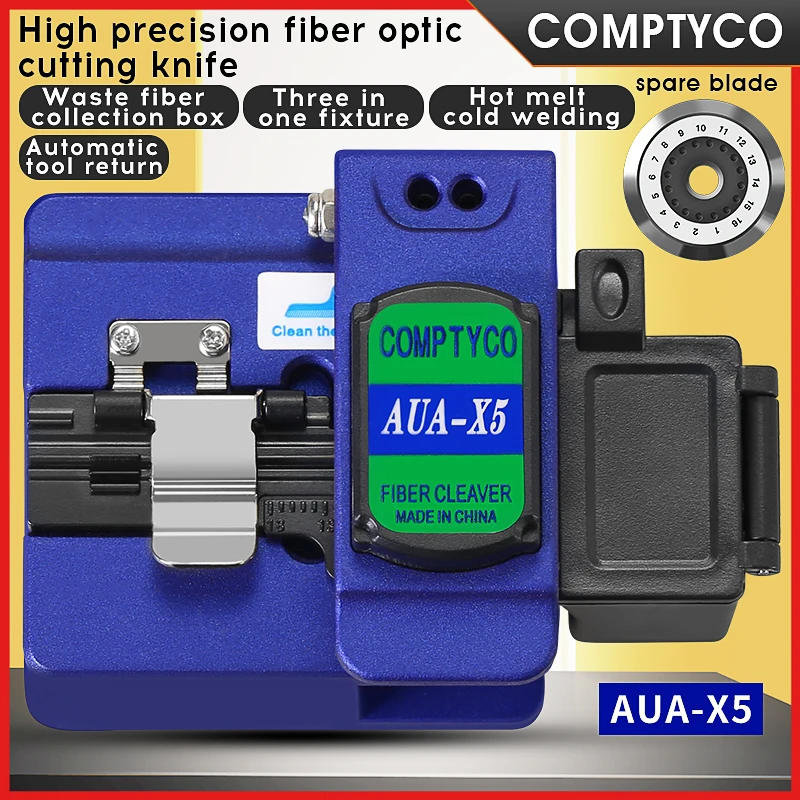 AUA-X5 2023 Nový FTTH High Precision Cutting Tool Optické vlákno Cleaver Cutting Nôž 16 povrchová čepeľ