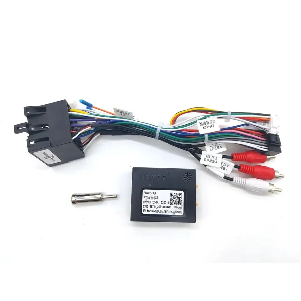 Audio 16pin DVD DVD Player Power Calbe Adapter s Canbus Box pre Fiat Doblo 500L Bravo Doblo Stereo zapojenie zástrčky