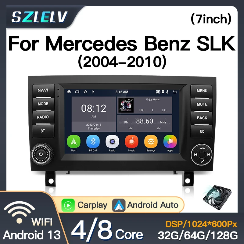 Audio Audio Audio pre Android 13 pre Mercedes Benz Slk triedy Multimedia video Wireless CarPlay Player 7inch WiFi Auto GPS navigácia