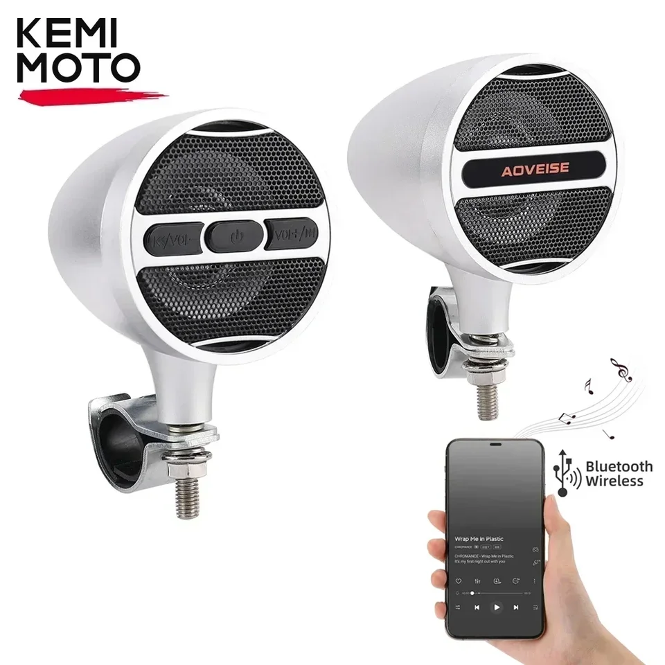 Audio Bluetooth reproduktor Motocykel vodotesný 12V MP3 FM Radio Hudobný prehrávač USB Stereo MT473 pre príslušenstvo pre riadidlá 7/8-1.25