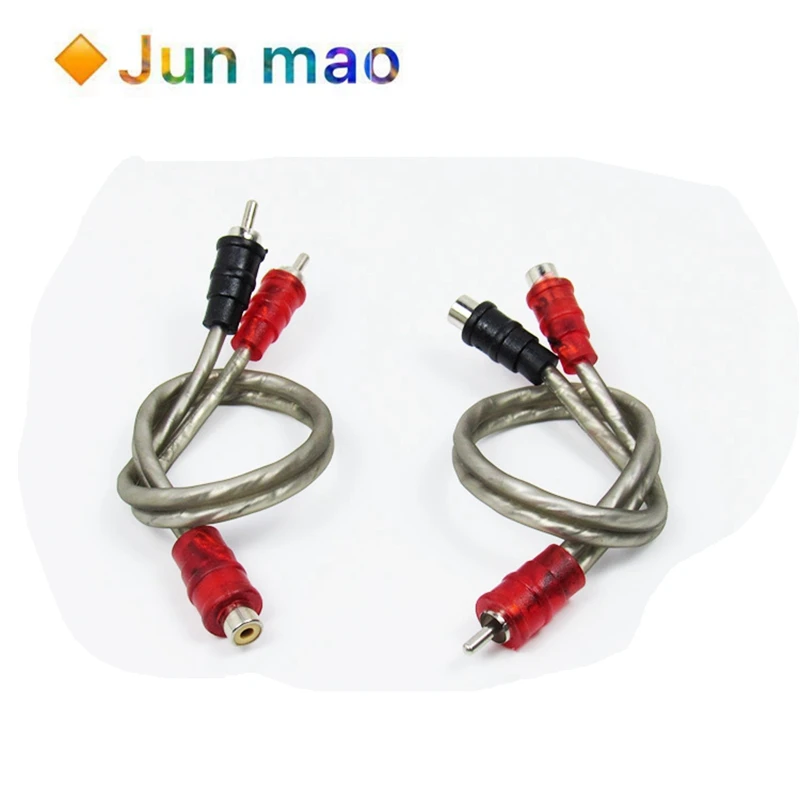 Audio kábel 1ks auta 1 samec až 2 samíc / 1 samica RCA 2 mužský adaptér káblový drôt Splitter Stereo Audio Signálny konektor