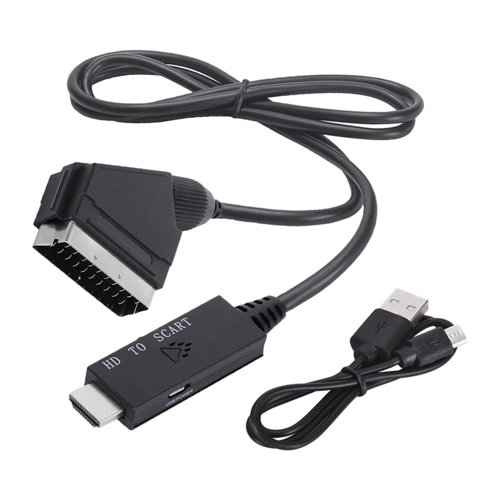 Audio video adaptér zástrčka a prehrávanie s napájacím káblom USB HDMI kompatibilný s adaptérom prevodníka SCART Nízka spotreba energie