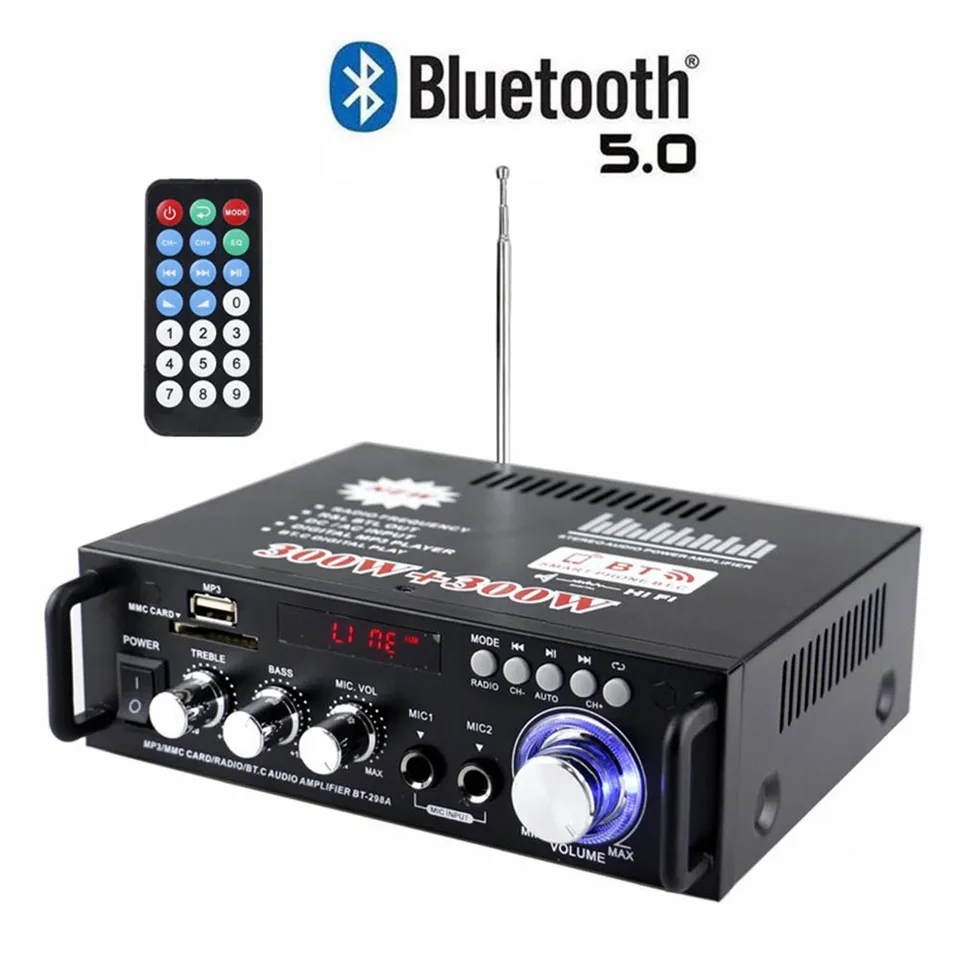 Audio zosilňovač Professional 2ch 600W zvukový zosilňovač zvukového napájania 2ch napájacieho zosilňovača Mini HiFi 600W Amplificador pre auto