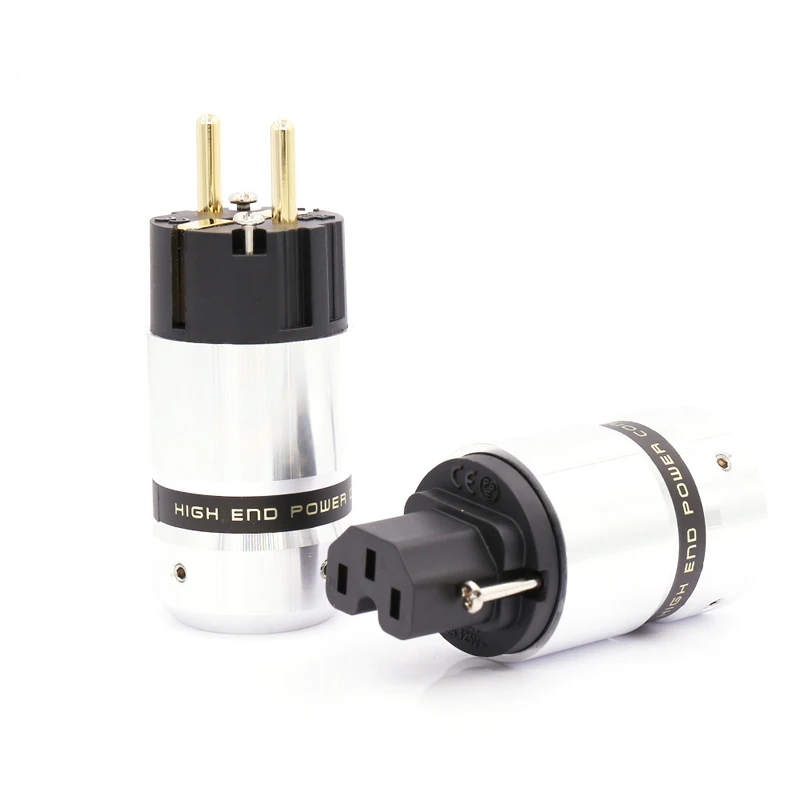 Audiokrast High -end IEC ženský konektor 24k Zlatý Eur Schuko Male Power zástrčka pre DIY Power Cable