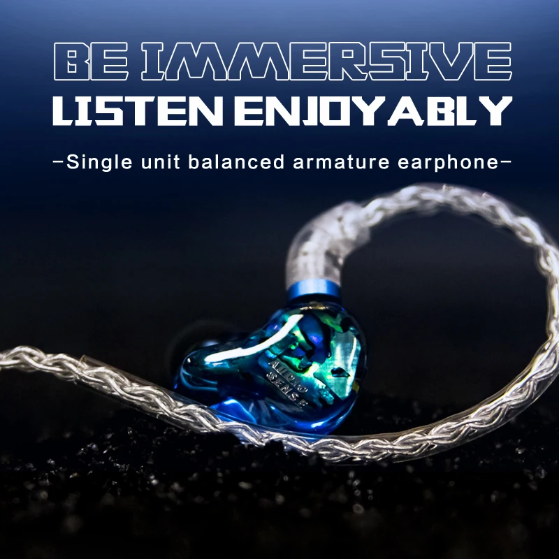Audiosense DT100 HIFI Stereo Knowles Single Balanced Armature Serfones IEM s odnímateľným káblom MMCX 3D tlačiarenská živica plášťa