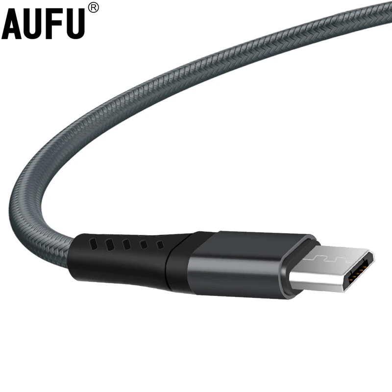 AUFU 1M/2M spletené micro USB káblové dáta synchronizácie USB nabíjačka pre Samsung S7 HTC LG Huawei Xiaomi Android Phone nabíjacie káble