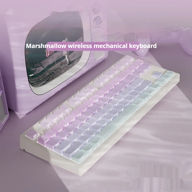 Aula Cherry Axis Cute E-Sports Games Troj režim Game Machine Klávesnica Wireless Bluetooth Klávesnica Girl Office iPad Mini počítač