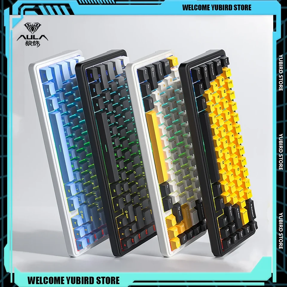AULA F65 HORKÝ SWAP Mechanická klávesnica Tri-režim bezdrôtového RGB tesnenia prenosný prenosný počítač Office PC PC Prispôsobené herné klávesové príslušenstvo