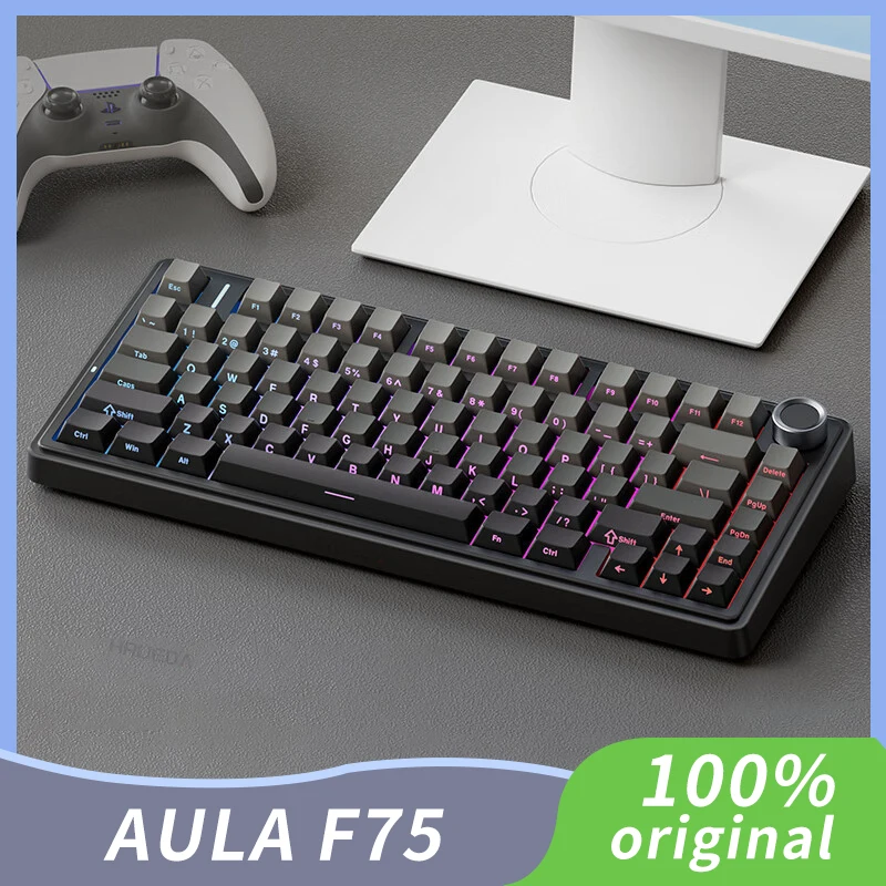 AULA F75 Originálny OEM RGB Prispôsobený HOR-SWAP PBT 75% 80 klávesov Bluetooth 5.0/2,4G Wireless/Wired Game Mechanical Keyboard Tesnenie