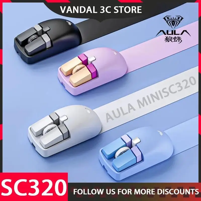 AULA SC320 MINI Xiao Qiao Mouse Wireless Blurtooth 2,4 GHz Tri-Rýchlostná trojčlenná erogómia pre PC Computer Office Gift