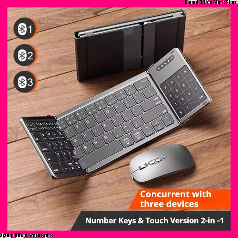 AULA Triple Fold Klávesnica bezdrôtové Bluetooth Skladacie klávesnice Myš Mouse Kit vhodná pre notebook Xiaomi Set vianočný darček