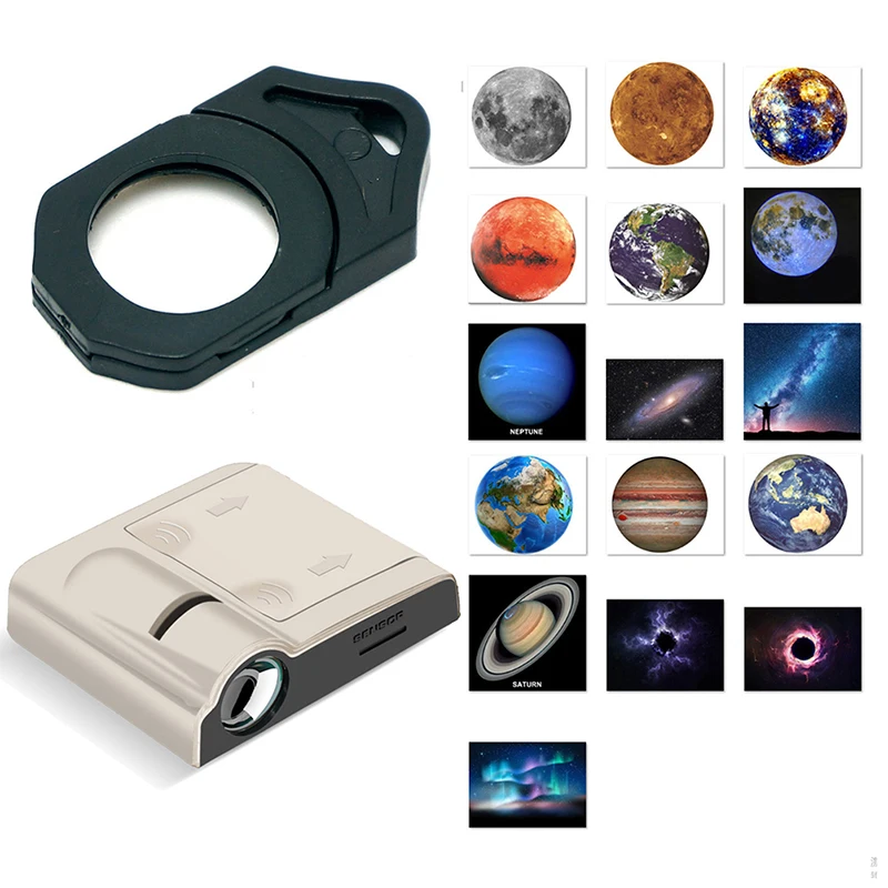 Aurora Moon Galaxy Projection Lamp Creative pozadie Atmosféra nočná svetlo Earth Projector Photography Lamp a 16 listov kariet