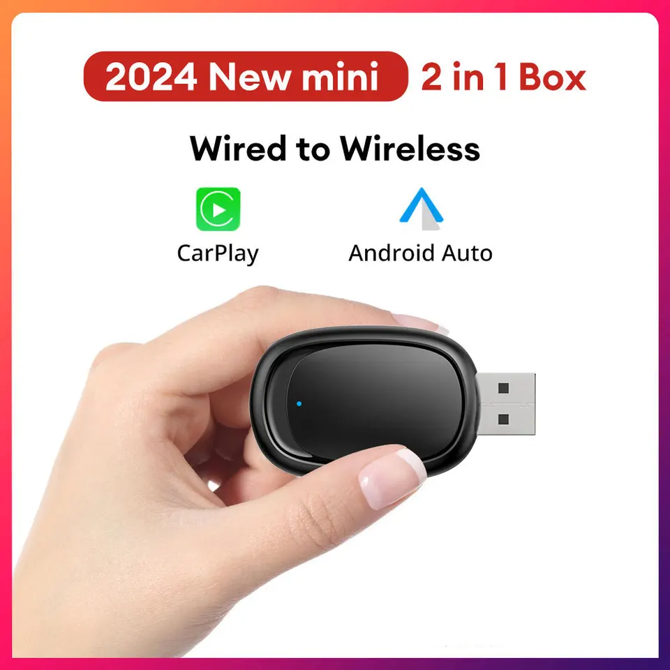 Auroralink Wireless CarPlay Adapter Android Auto 2 v 1 inteligentný dongle 5G WiFi pre iPhone Android Phone pre Volvo Benz Kia VW