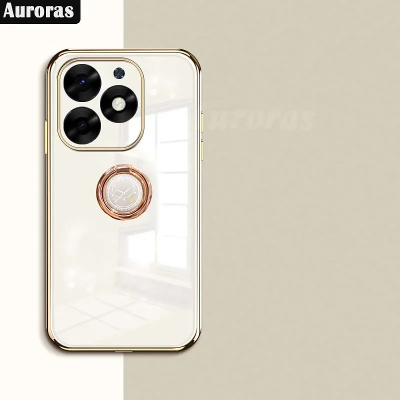 Auroras pre infinix inteligentné 8 puzdier s kruhovým pitvom s pevnou farbou Elektroplate rámu silikónový škrupina pre Infinix Smart 7 Zadný kryt