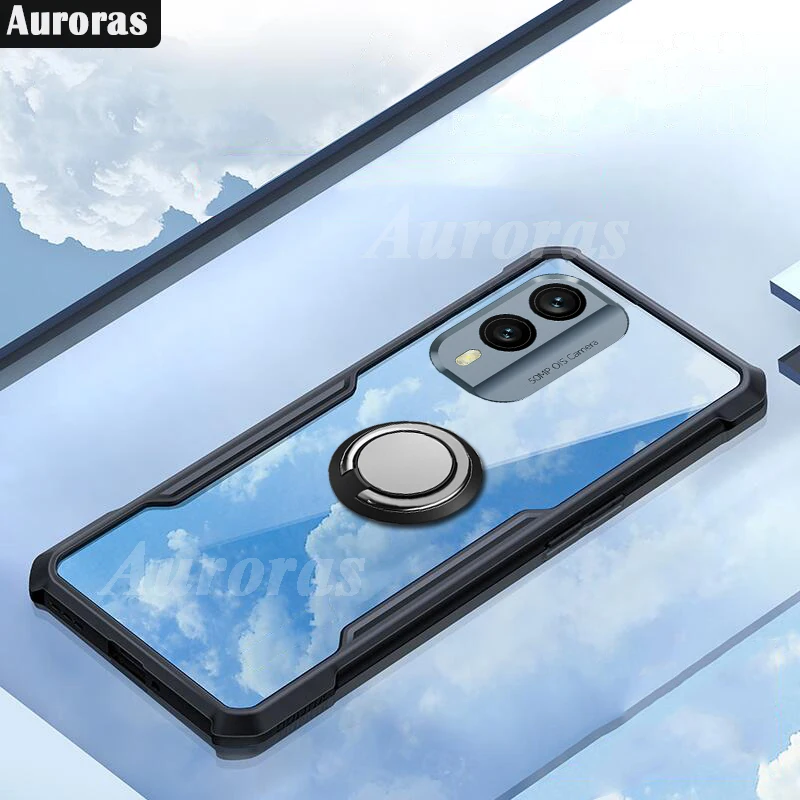 Auroras pre kryt Nokia X30 s prsteňovým čiernym rámovým airbagom rohy mäkké číry obal pre nokia x30 nárazový puzdro