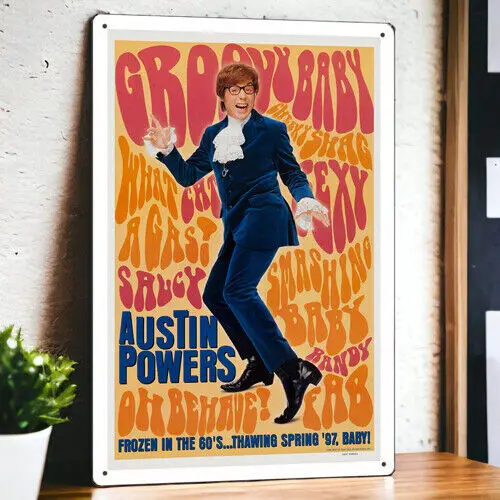 Austin Powers International Man of Mystery Metal Film Plagát Tin Sign 8x12