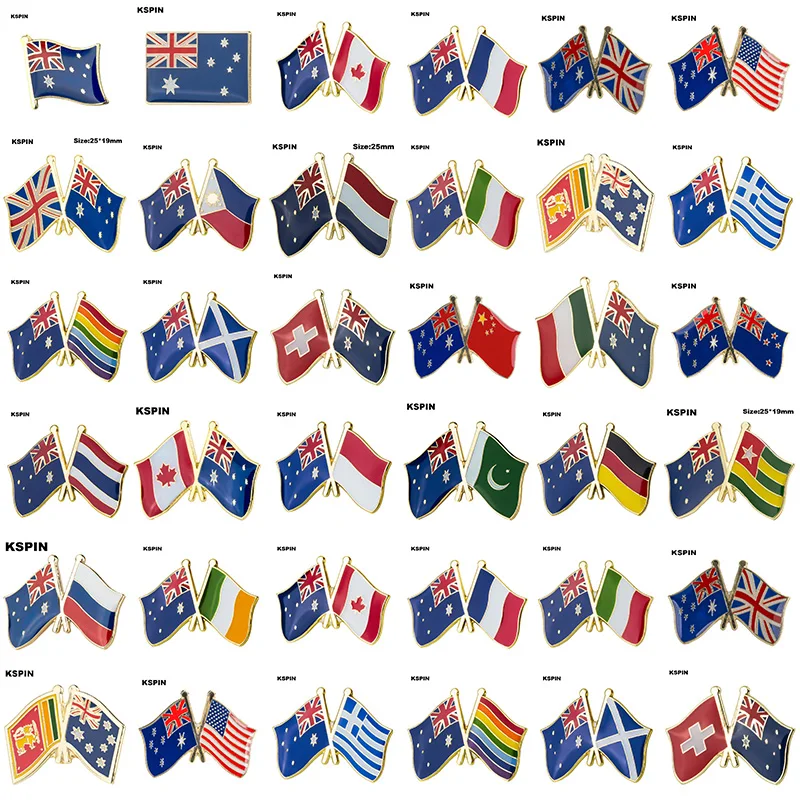 Austrália Friends Flag Metal Pin Odznaky pre oblečenie v odznakoch gombíka na brošňoch brošňou pre šperky