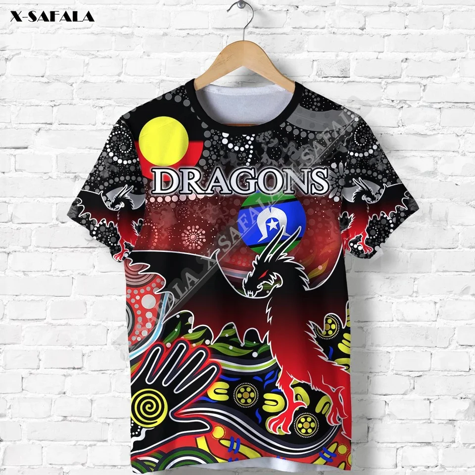 Austrálska ragby búrka Dragon Kids dieťa 3d tlačené tričká Tops Tops Tops Tops Tops s krátkym rukávom Príležitostné mlieko Fibe detská pokožka plynulo pocit