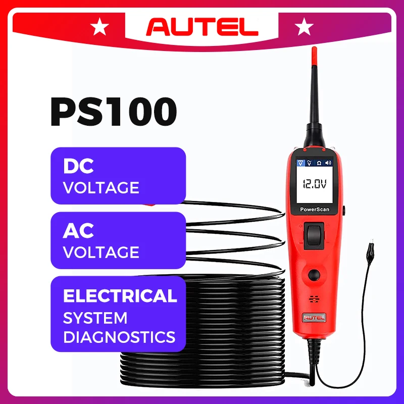 Autel PowerScan PS100 Tester Circuit Universal 12V 24V Automotíva sonda sondy AC/DC/Continuity/Sonda/Signal Test