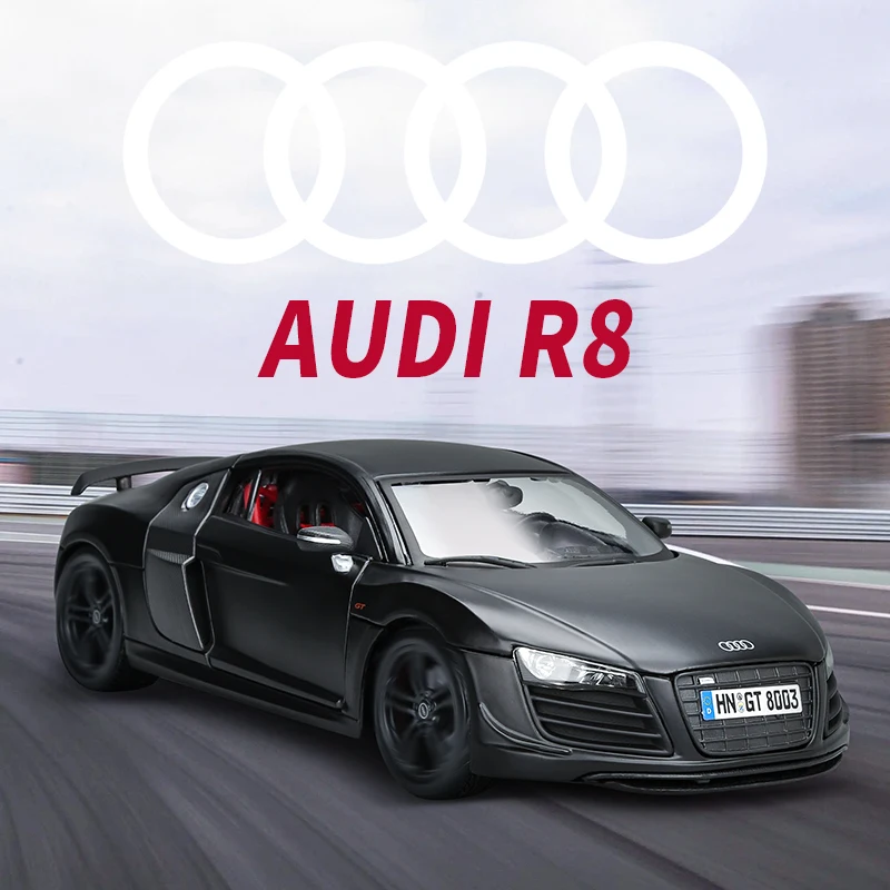 Autentický maisto 1:18 Audi R8 GT Audi R8 V10 Plus Model automobilu späť do dverí Alai 2 Otvorte zliatinové hračky Hračky Hračky Hračky