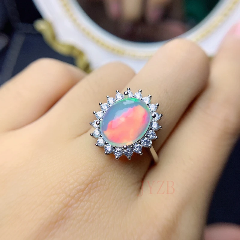 Autentický opálový prsteň autentický 925 Sterling Silver Dámska narodeninová oslava darček 10*12 mm prírodná farba drahokam jemných šperkov