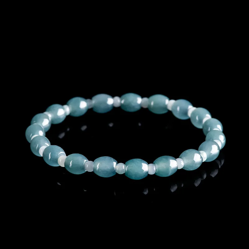 Autentický prírodný jadeite jadeite modrá voda s malá cesta náramok s náramkom ľadom jade korálky dámsky štýl šperky Drop Doprava