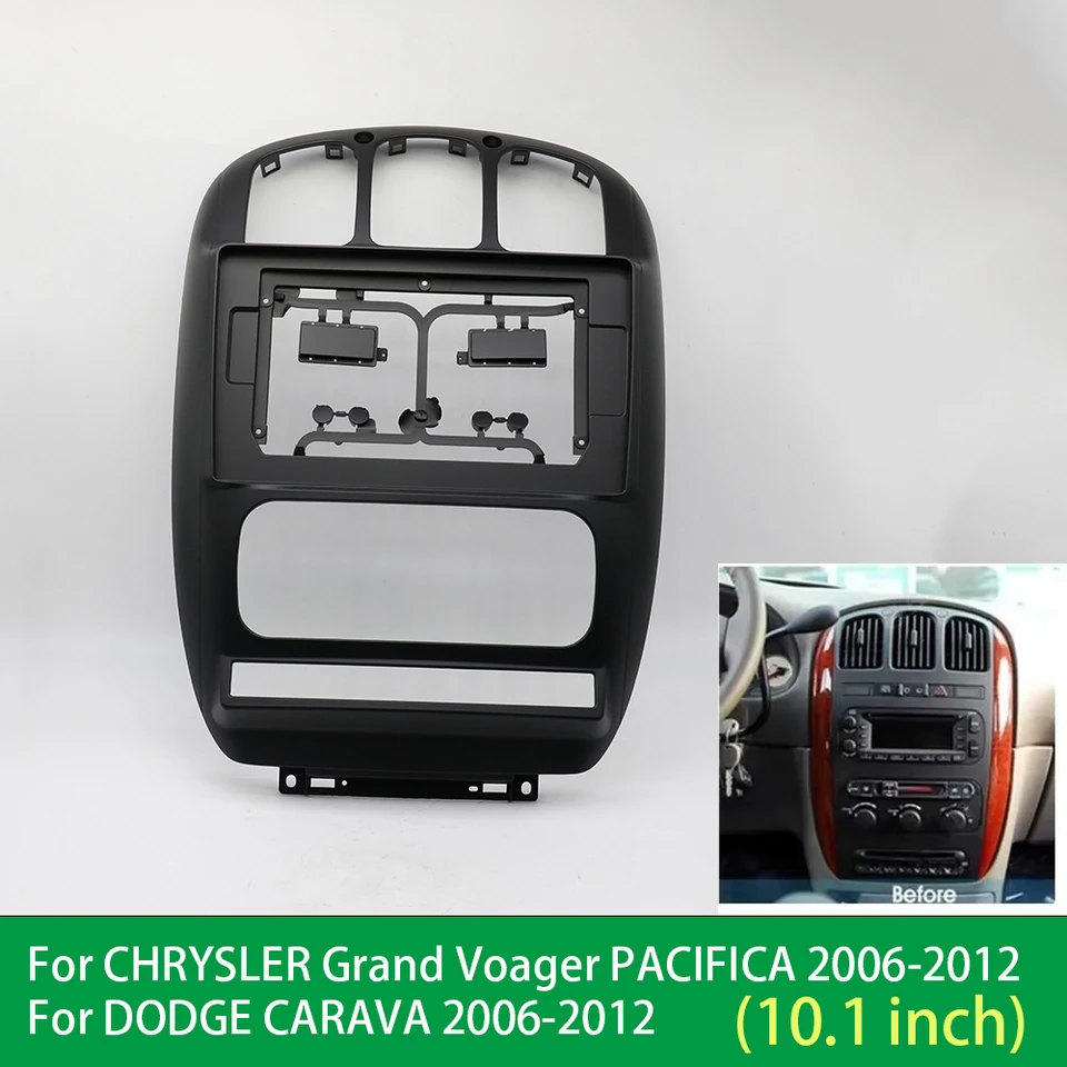 Auto 10,1 palca veľkú obrazovku Android Stereo Player Fascia Panel Frame Mount Kit pre Chrysler Grand Voyager Pacifica Dodge Carava
