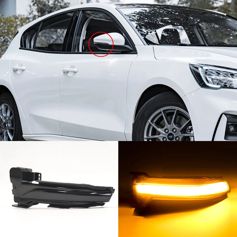 Auto blikajú 2ks pre Ford Focus 4 Mk4 LED Dynamické otočné blinkerové bočné zrkadlo Indikátor Svetlo 2019 2020