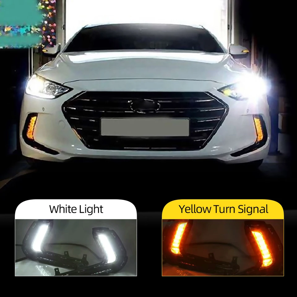 Auto blikajú 2ks pre Hyundai Elantra 2016 2017 2018 LED auto DRL Denné svetlo Denné svetlo vodotesná signálna žiarovka