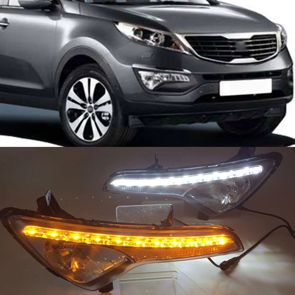 Auto blikanie 1 pár DRL pre Kia Sportage 2010 2011 2011 2013 2014 Denné svetlá Sportage R FOG HEAD LAMP