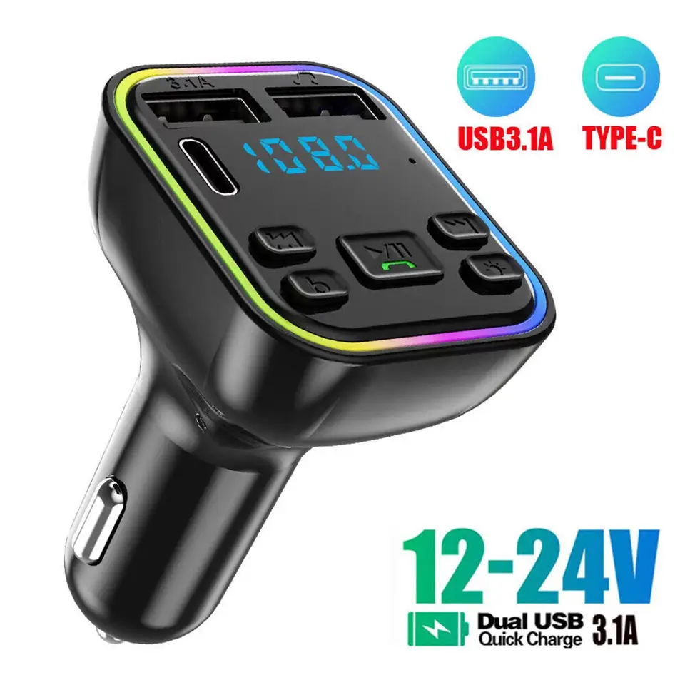 Auto Bluetooth 5.0 FM vysielací auto súprava mp3 modulátor prehrávač Handfree Audio Audio prijímač 2 USB Auto príslušenstvo