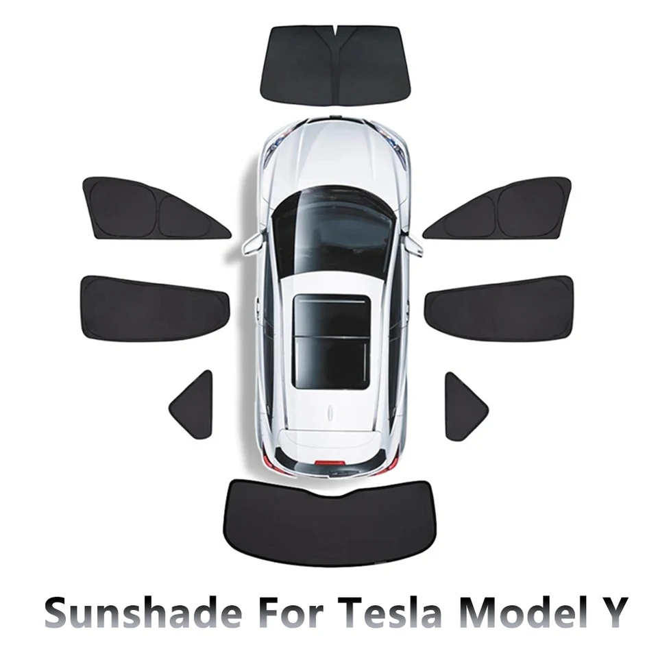 Auto bočné okno Sunshade Sunshade predné zadné zadné tieňovanie divokého kempingu Ochrana ochrany osobných údajov pre Tesla Model y Vhodný pre dieťa