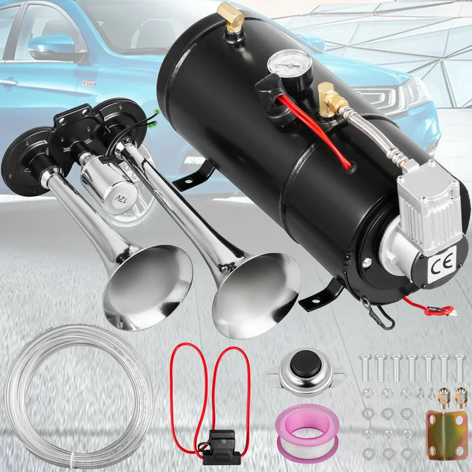 Auto dvojité potrubie vzduchový kompresor roh s súprava modifikovaného vozidla vzduchové čerpadlo vzduchová flauta roh