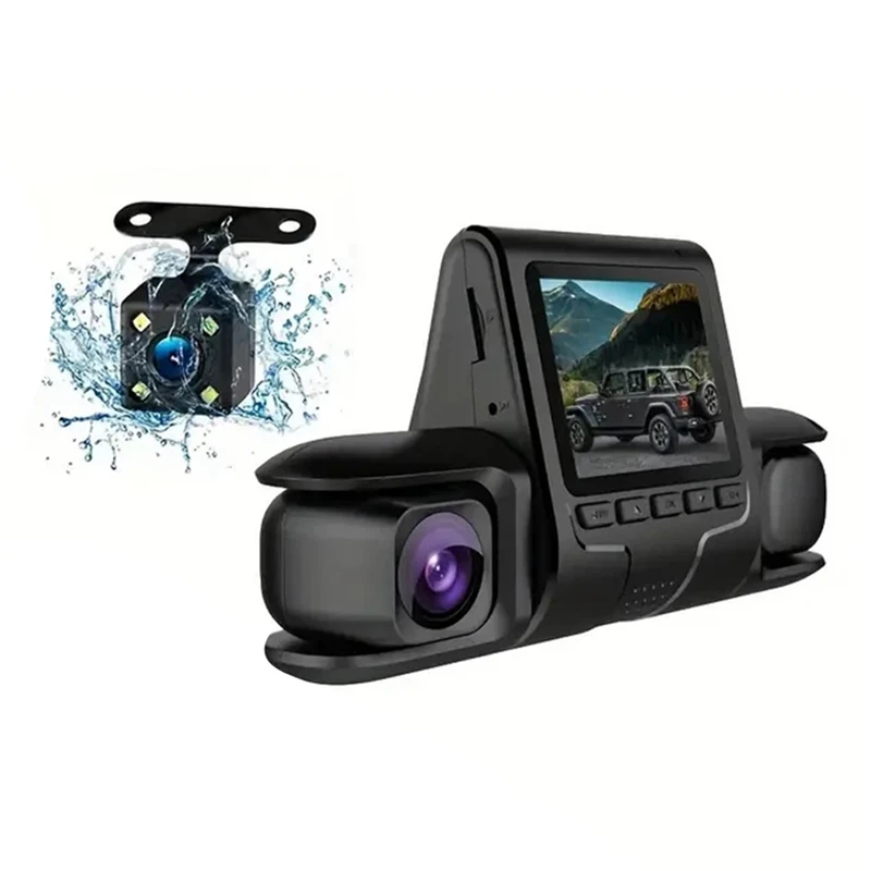 Auto DVR Camera 3 Camera Camera Objektív 1080p HD Dash Camera Video Recorder Black 24H parkovacie monitorovanie Dashcam
