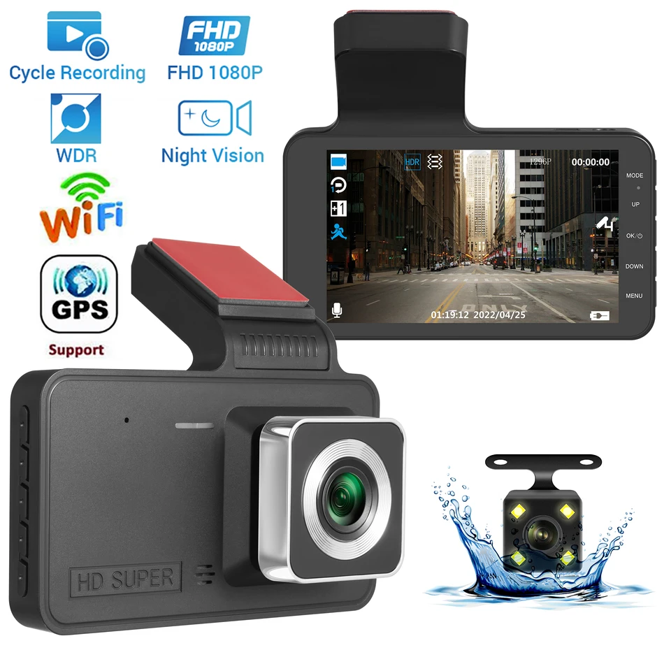Auto DVR WiFi Full HD 1080p Dash Dash Cam zadné zobrazenie spätného automobilového fotoaparátu Video zapisovač automatické prístroj
