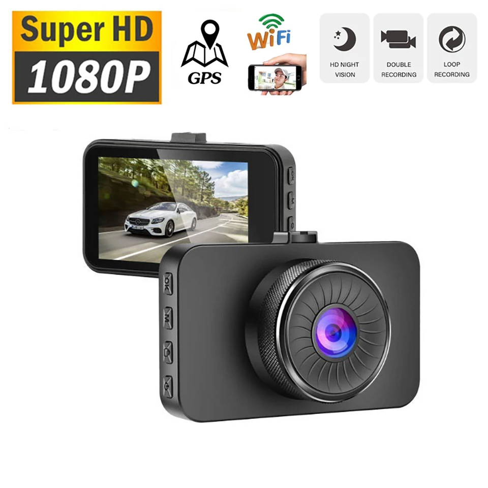 Auto DVR WiFi Full HD 1080p Dash Dash Cam zadné zobrazenie vozidla Drive Video Recorder Night Vision Dashcam Coamare GPS Čierna skrinka