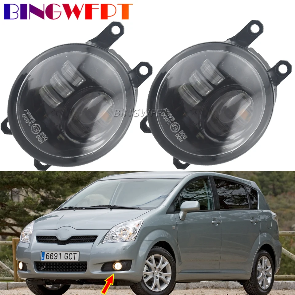 Auto H11 Dvojité LED hmlové svetlá Lampa Fog Light Zostava dennej bežeckej lampy pre Toyota Corolla Verso AR10 facelift 2007 2008 2009