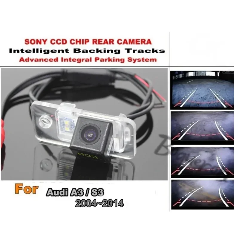 Auto inteligentné parkovacie stopy fotoaparát / pre Audi A3 S3 2004 ~ 2014 HD CCD zálohovanie reverznej kamery / spätného zobrazenia fotoaparátu