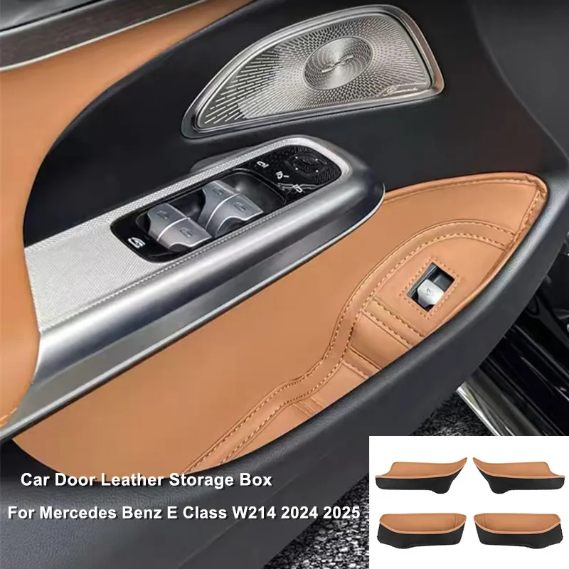 Auto Interiérové ​​dvere na bočné kožené úložné boxy Organizátor úložného priestoru pre predné dvere pre Mercedes-Benz E-Class W214 E300 E260 2024 2025
