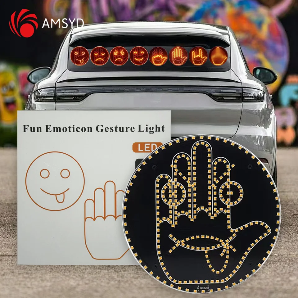 Auto LED vtipné výrazy tváre Svetlo s diaľkovým ovládaním zadného okna Multifunkcia výstražnej upomienky Exteriérové ​​doplnky