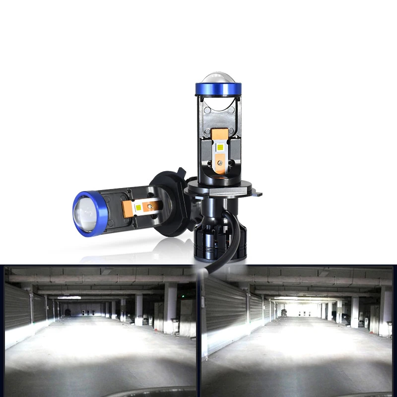 Auto Mini H4 H7 LED objektív LED žiarovky LIMGLE ZAMESTNANÉ ZAMESTNANÉ ZAMESTNANÉ ZAMESTNENIE VYSOKÉ ZÁKLADNÉ ZAMESTNENIE ZAMESTNANÉ ZAMESTNANIE AUTO 6000K 6000K Biele svetlo