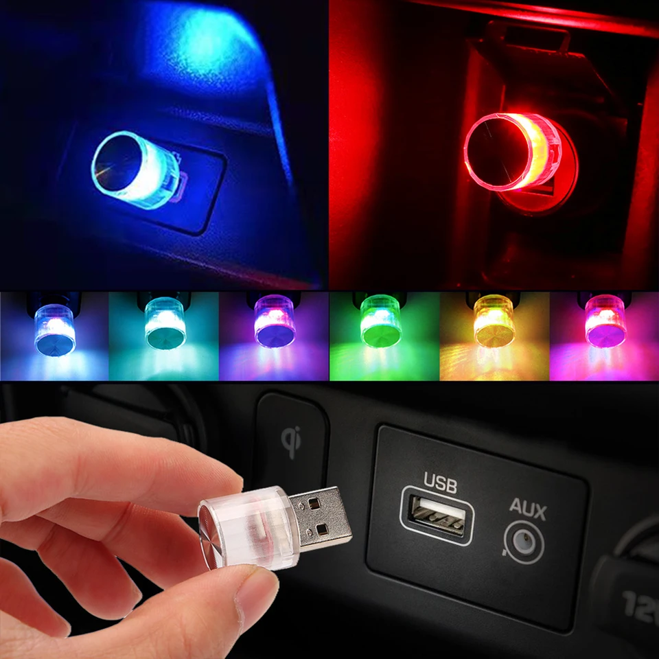 Auto mini USB LED atmosféry svetlá dekoratívnej lampy pre párty Modeling Automobilový prenosný prenosný prenosný hraním automatického interiéru LED