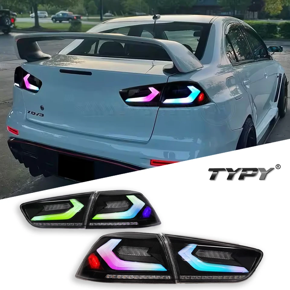 Auto pre Mitsubishi Lancer Evo X RGB Taillight 2008-2018 Aktualizácia New DRL Dynamic Turn Signal LED Taillight Automatické príslušenstvo